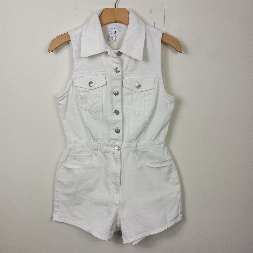 H&M White Denim Sleeveless Romper